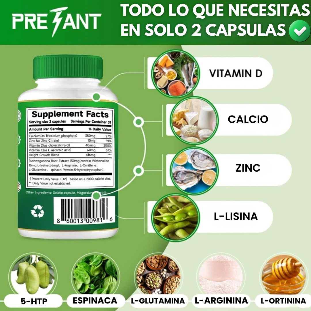 ⭐ Aumenta tu Estatura Naturalmente | Height Increase Maximizer® x 62 Capsulas | Precio especial Black friday