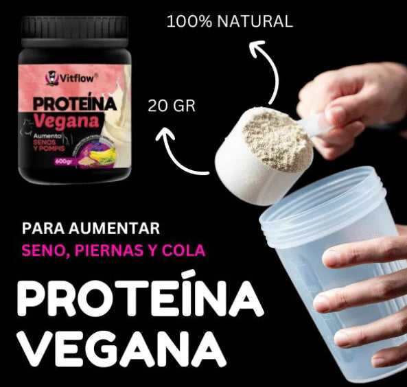 🍑 Aumenta y moldea tu figura con la Proteína Vegana VITFLOW® 600GR + Aceite y Colágeno GRATIS