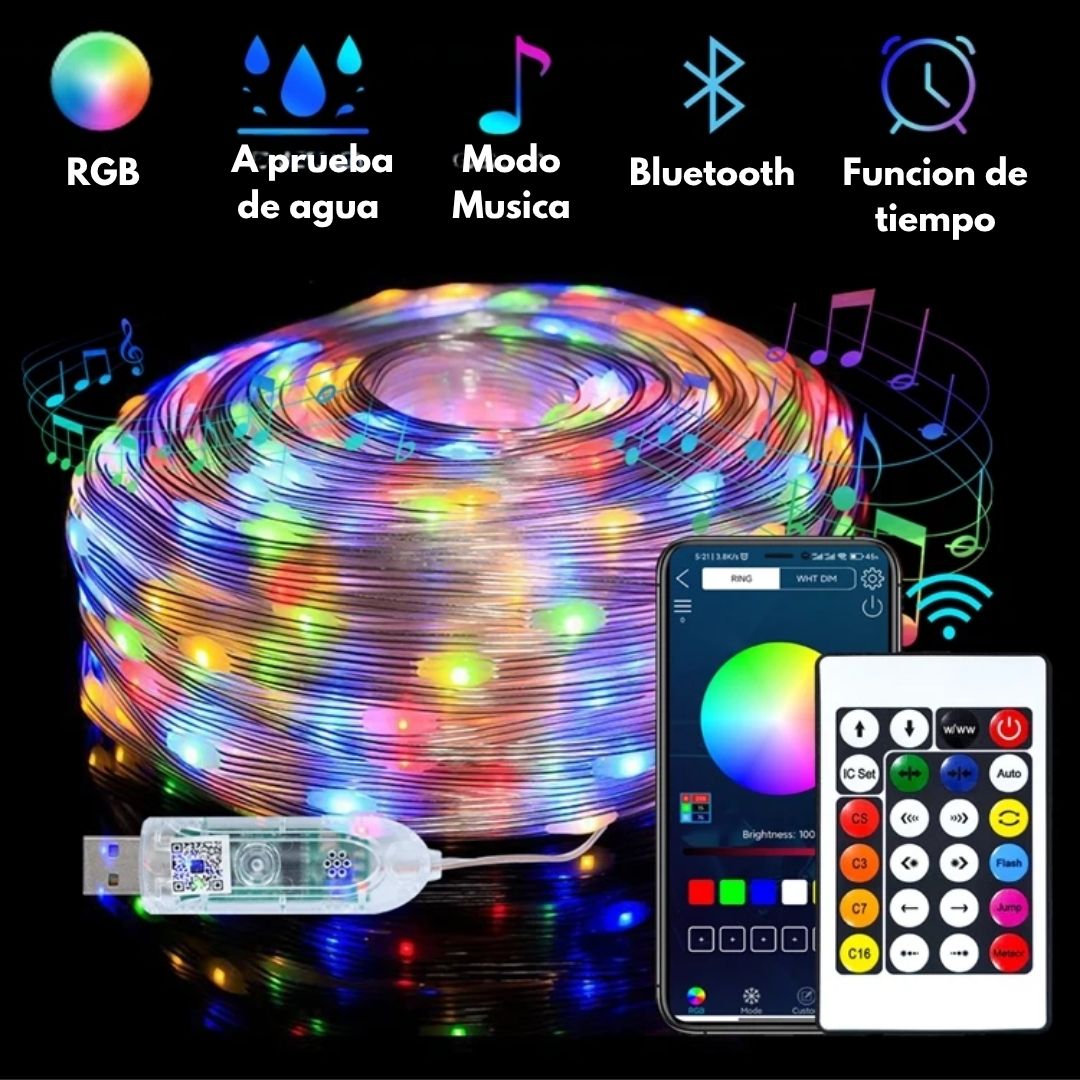 Ilumina tu hogar sin enredos y contrólalo desde tu celular | Guirnalda LED SmartGlow® 10 MT