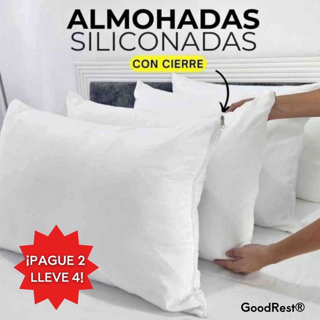 Duerme sin dolor y despierta renovado – Pack 4 Almohadas Premium Siliconadas GoodRest®💤 – Paga 2 Lleva 4