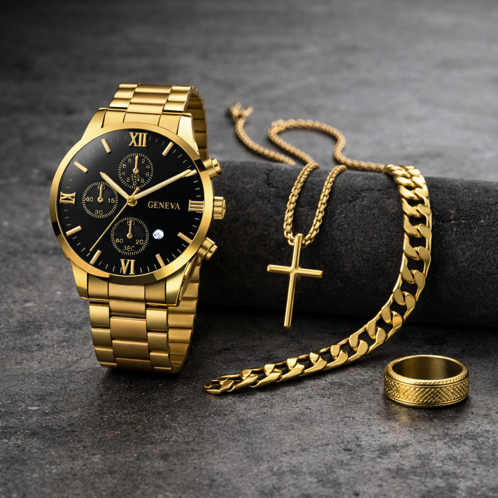 Presencia Imponente | Kit de Lujo 4 en 1 Black Royal™ para Hombre