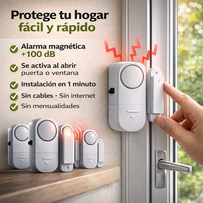 Evita robos hoy con el Kit Seguridad 5 Puntos™ (Incluye 5 alarmas PREMIUM)