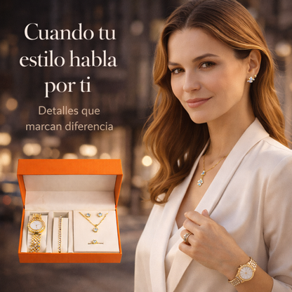 💎 Kit Luxury Dama® | Reloj + Joyas Combinadas para un Look Elegante y Completo